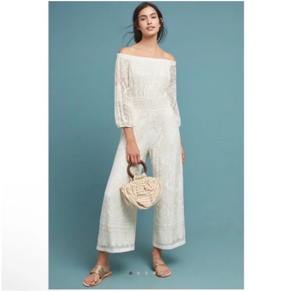 Farm Rio White Eyelet Jumpsuit S